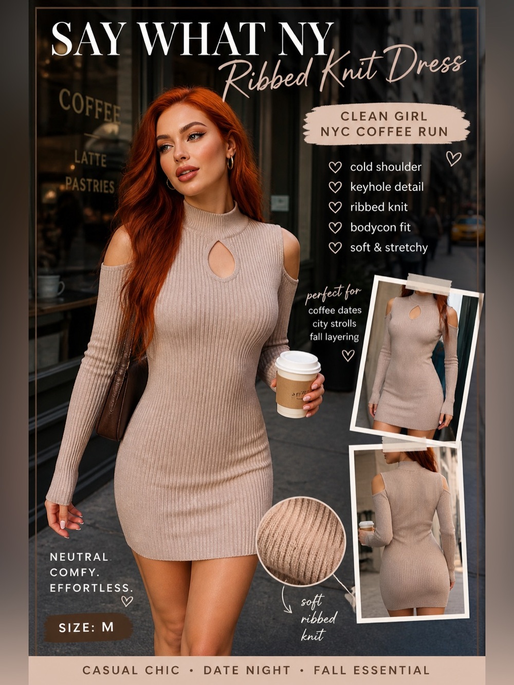 Say What NY Ribbed Knit Cold Shoulder Mini Dress Size M